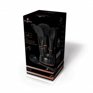 Set Ustensile de Bucatarie, 7 piese cu suport, negru- Rose Gold - Img 2