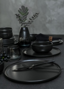 Set veselă din ceramică, 18 bucati X134710 Negru 28x28x2 cm - Img 2