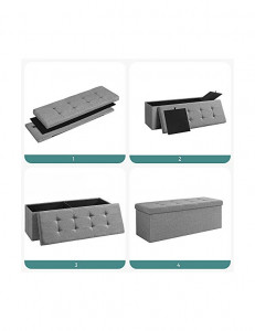 Spatiu de depozitare tip banca, Songmics, 110 x 38 x 38 cm, 120 L, LSF77G, Gri - Img 5