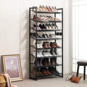 Suport pantofi, 5 polițe Model Armani, Negru, 74x30.5x103.8 cm - Img 2