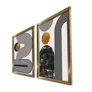 Tablou, 2 bucati Euphoria Origin Auriu 38x53 cm - Img 3