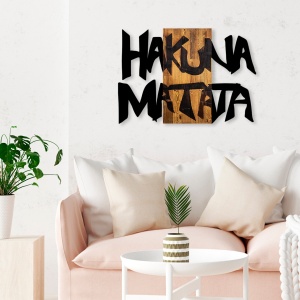 Tablou din lemn si metal Hakuna Negru 77x3x58 cm - Img 3
