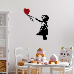 Tablou metalic Banksy Rosu 105x85 cm - Img 2