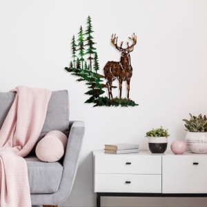 Tablou metalic Deer Multicolor 65x79 cm - Img 3