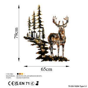 Tablou metalic Deer Multicolor 65x79 cm - Img 7