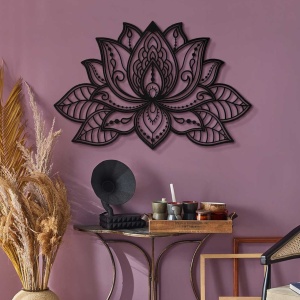Tablou metalic Lotus Negru 44x68 cm - Img 1