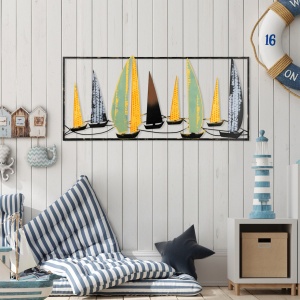 Tablou metalic Yelkenli Multicolor 40x90 cm - Img 3