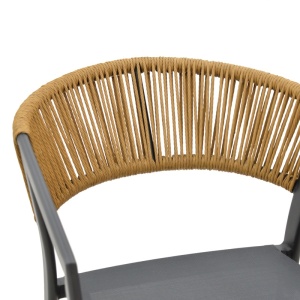 Taburet de exterior, Model Phoenix, culoare natural si antracit, rattan si textil, 53x58x103 cm - Img 13
