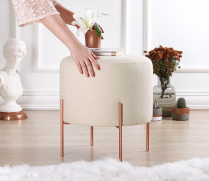 Taburet Monaj Bej deschis rotund 45x47 cm - Img 4