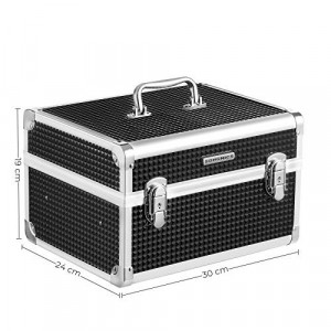 Trusa de machiaj, Songmics, Negru, 30x24x19 cm - Img 7