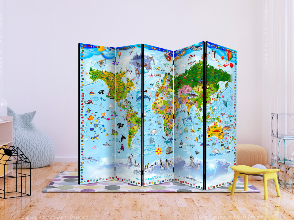 Paravan - World Map for Kids II [Room Dividers]