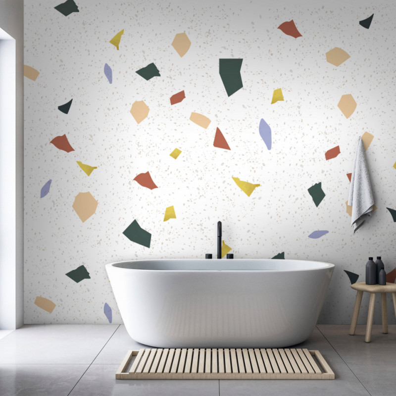 Fototapet - Model clasic Terrazzo pe fond alb
