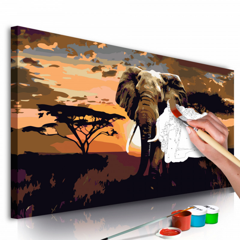 Pictura pe numere - Elephant in Africa (Brown Colours)