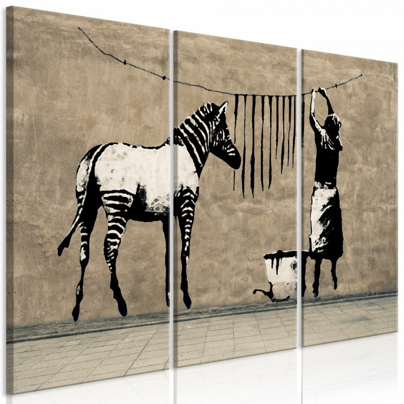 Tablou - Banksy: Washing Zebra on Concrete (3 Parts)
