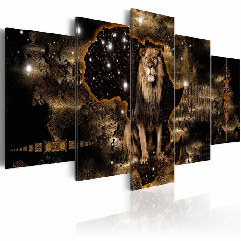 Tablou - Golden Lion (5 Parts) Wide
