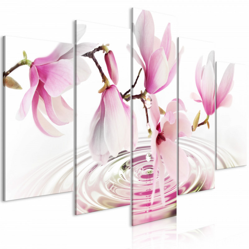 Tablou - Magnolias over Water (5 Parts) Wide Pink