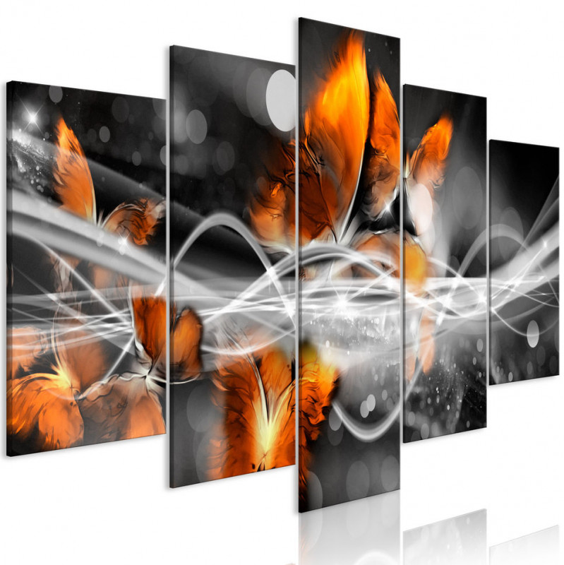 Tablou - Swarm of Butterflies (5 Parts) Wide Grey