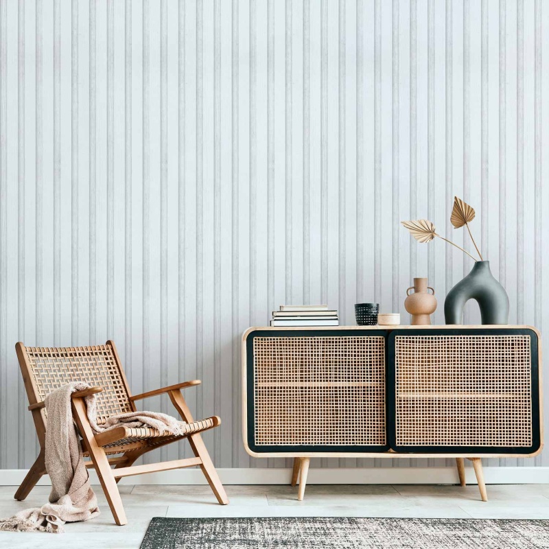 Tapet - Wooden Texture - Symmetrical vertical lines on a white background.