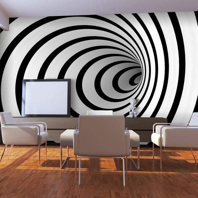 Fototapet - Black and white 3D tunnel