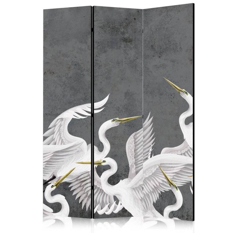 Paravan - Flutter of wings - white herons on dark grey background with texture