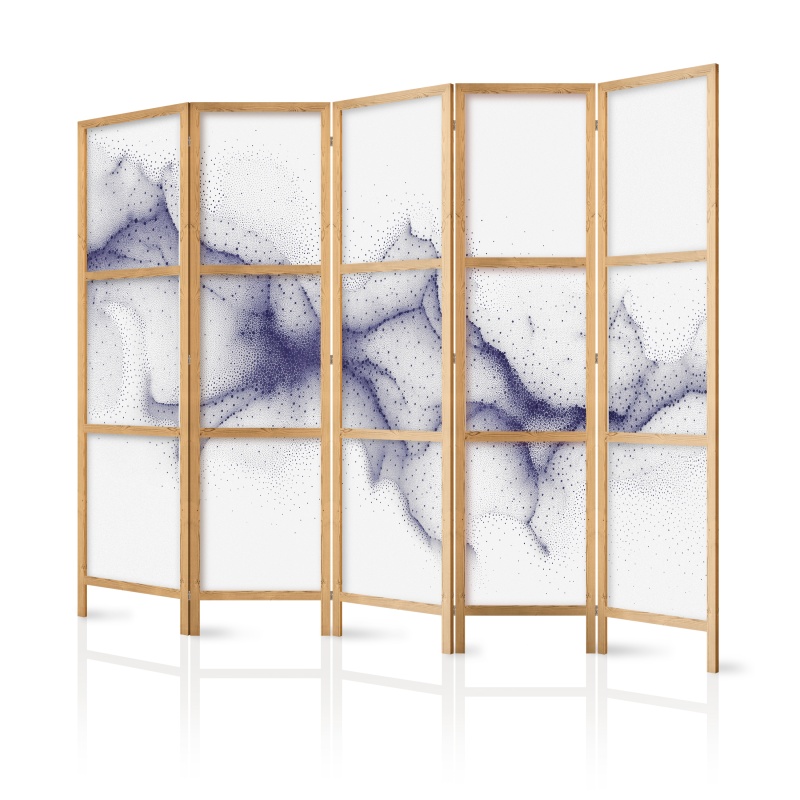 Paravan japonez - Cosmic dots - subtle abstraction of navy blue dots on white background