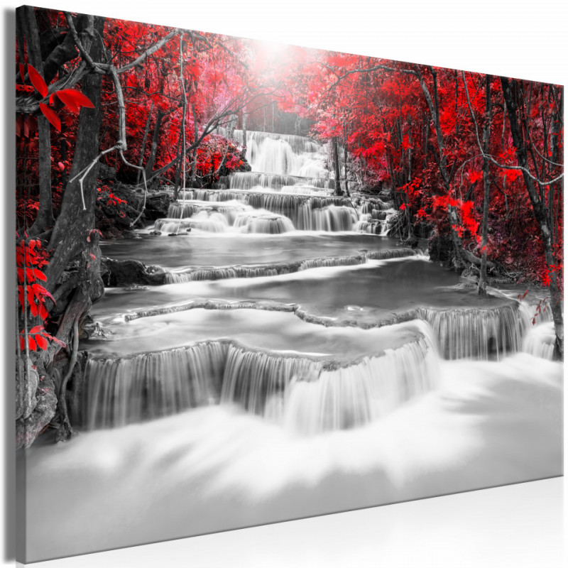 Tablou - Cascade of Thoughts (1 Part) Wide Red