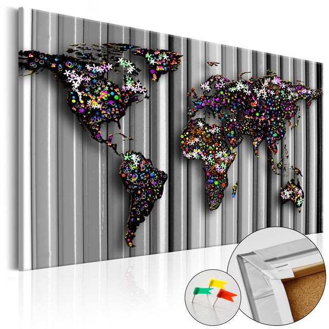 Tablou din plută - Graphite World [Cork Map]