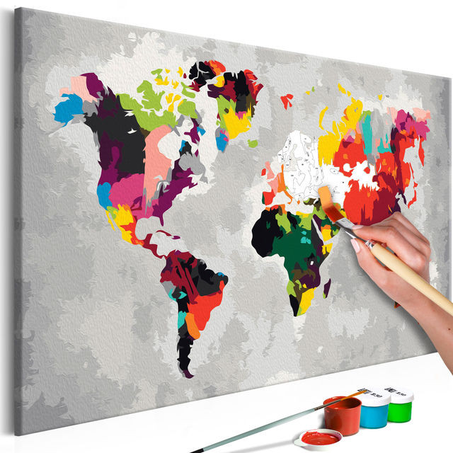 Pictura pe numere - World Map (Bright Colours)