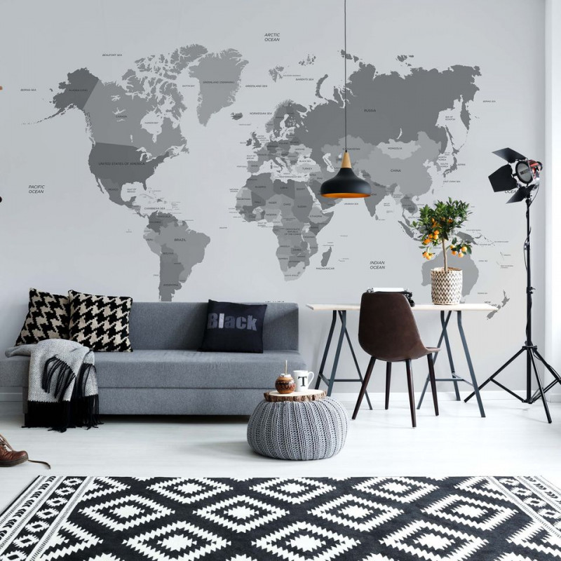 Political World Map Monochrome