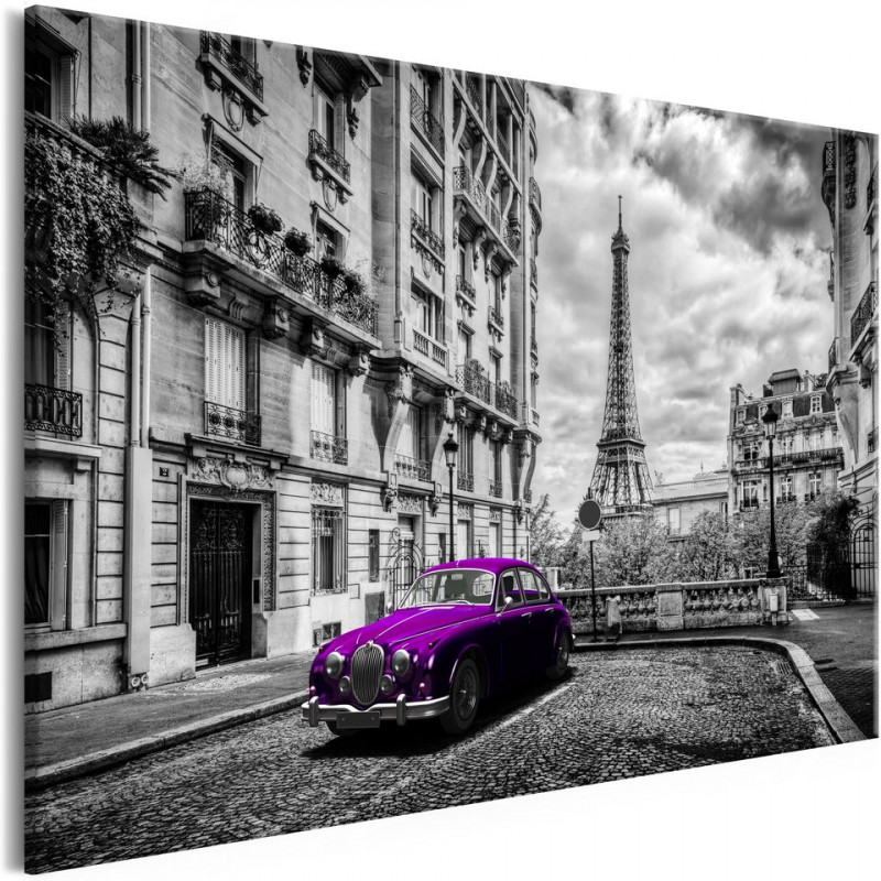 Tablou - Car in Paris (1 Part) Violet Wide