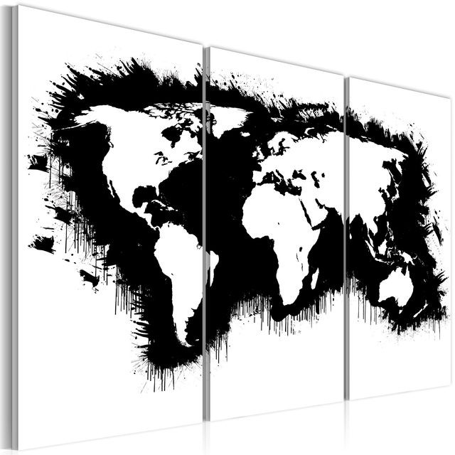 Tablou - Monochromatic map of the World - triptych
