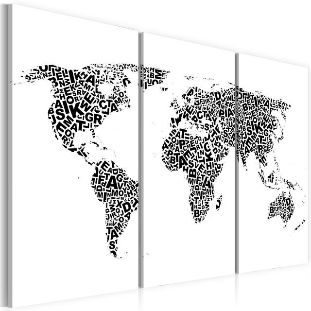 Tablou - The World map - alphabet - triptych