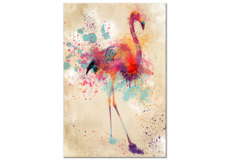 Tablou - Watercolor Flamingo (1 Part) Vertical