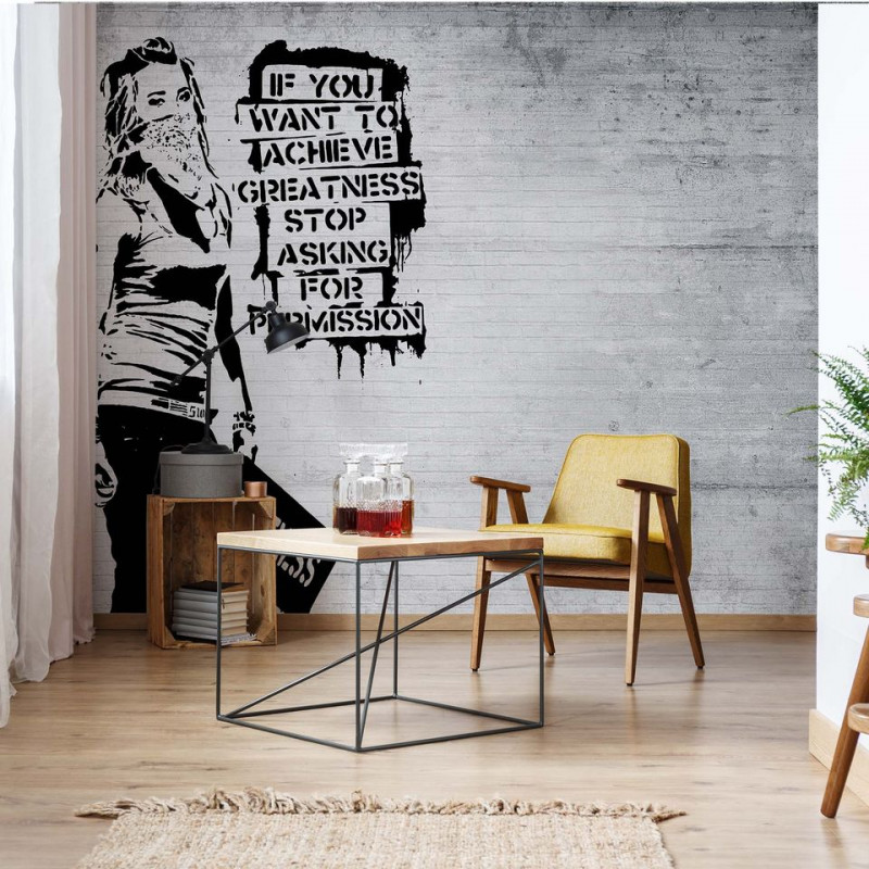 Banksy Graffiti Concrete Texture Photo Wallpaper Wall Mural