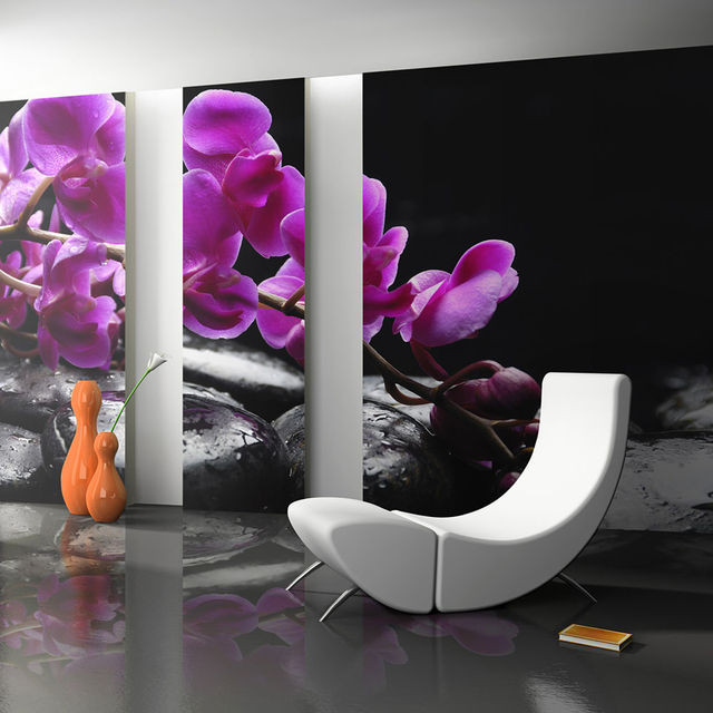Fototapet - Relaxing moment: orchid flower and stones