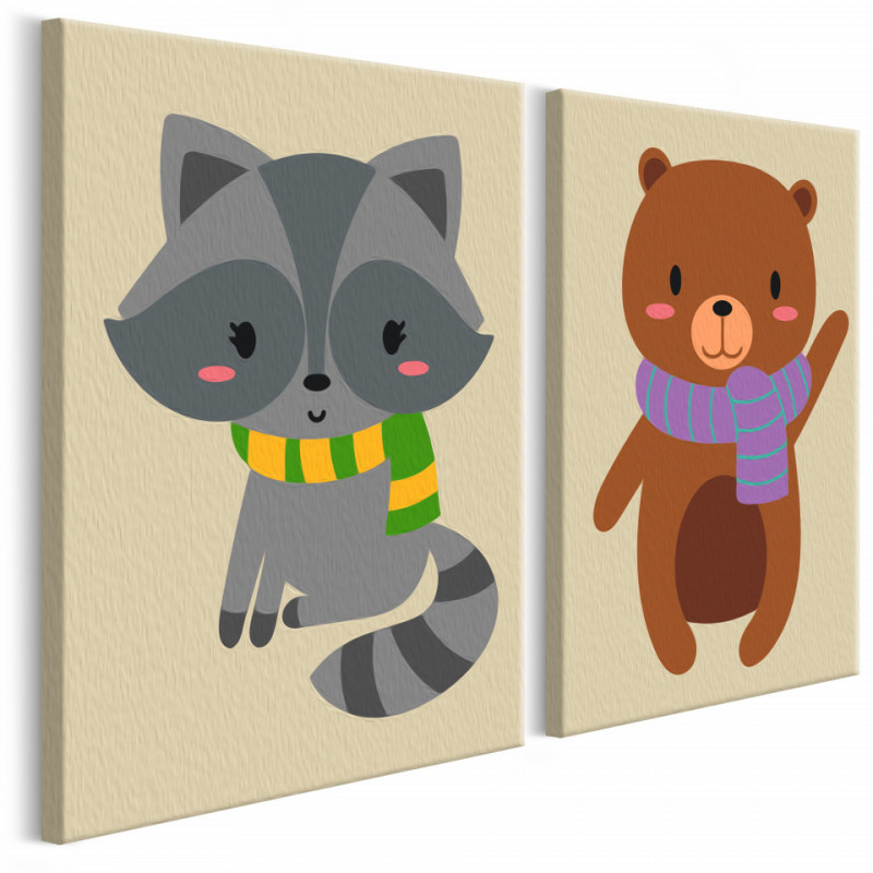 Pictura pe numere - Raccoon & Bear