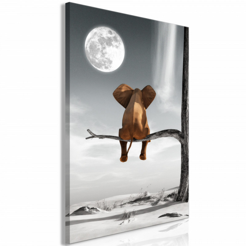 Tablou - Elephant and Moon (1 Part) Vertical