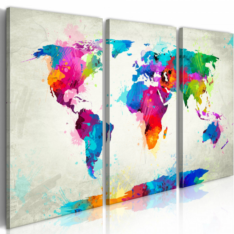 Tablou - World Map: An Explosion of Colors
