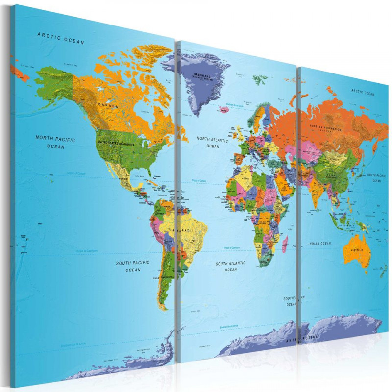 Tablou - World Map: Colourful Note