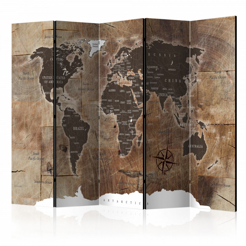 Paravan - Room divider – Map on the wood