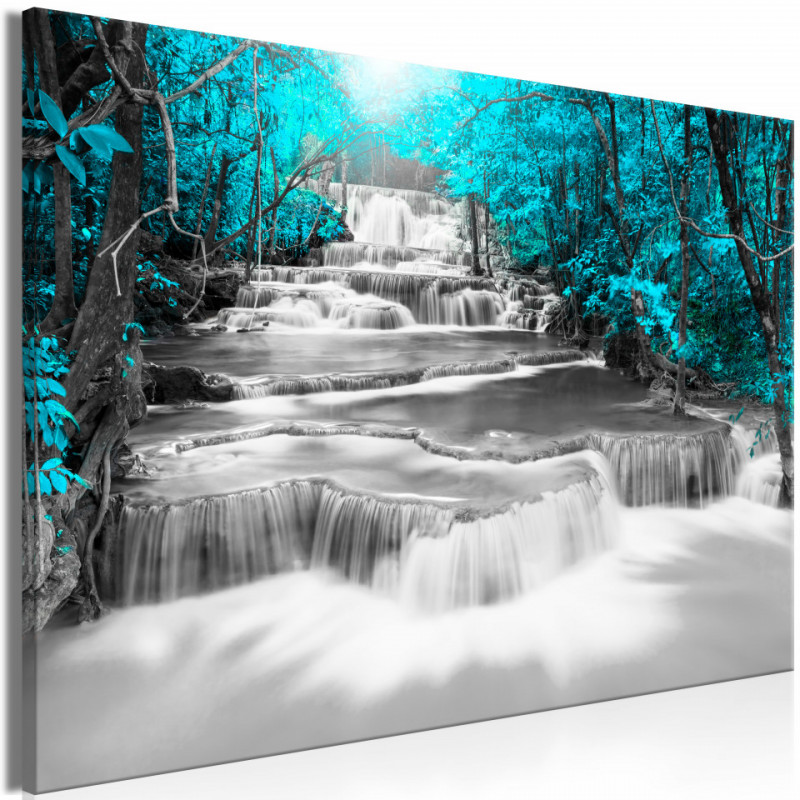Tablou - Cascade of Thoughts (1 Part) Wide Turquoise