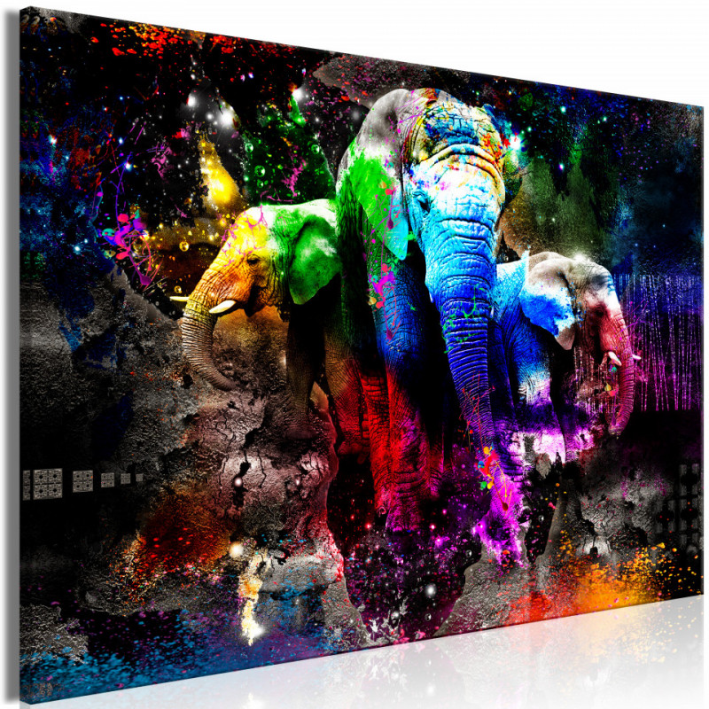 Tablou - Colorful Elephants (1 Part) Wide