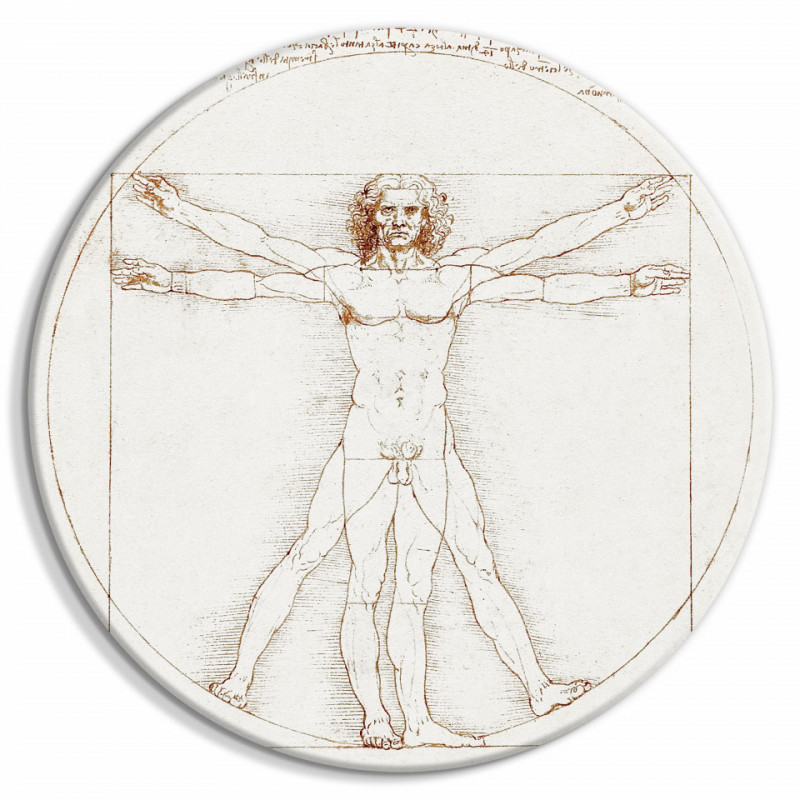 Tablou rotund - Vitruvian Man by Leonardo Da Vinci - A Drawing of the Proportions of a Man’s Body