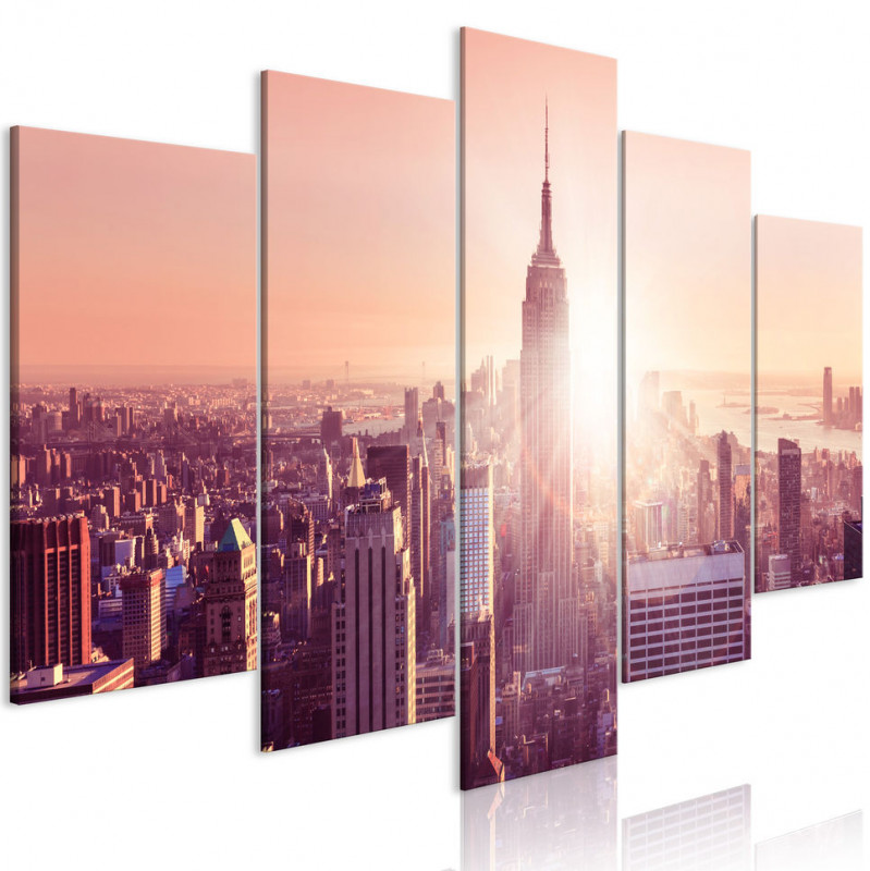 Tablou - Sun over Manhattan (5 Parts) Wide Orange
