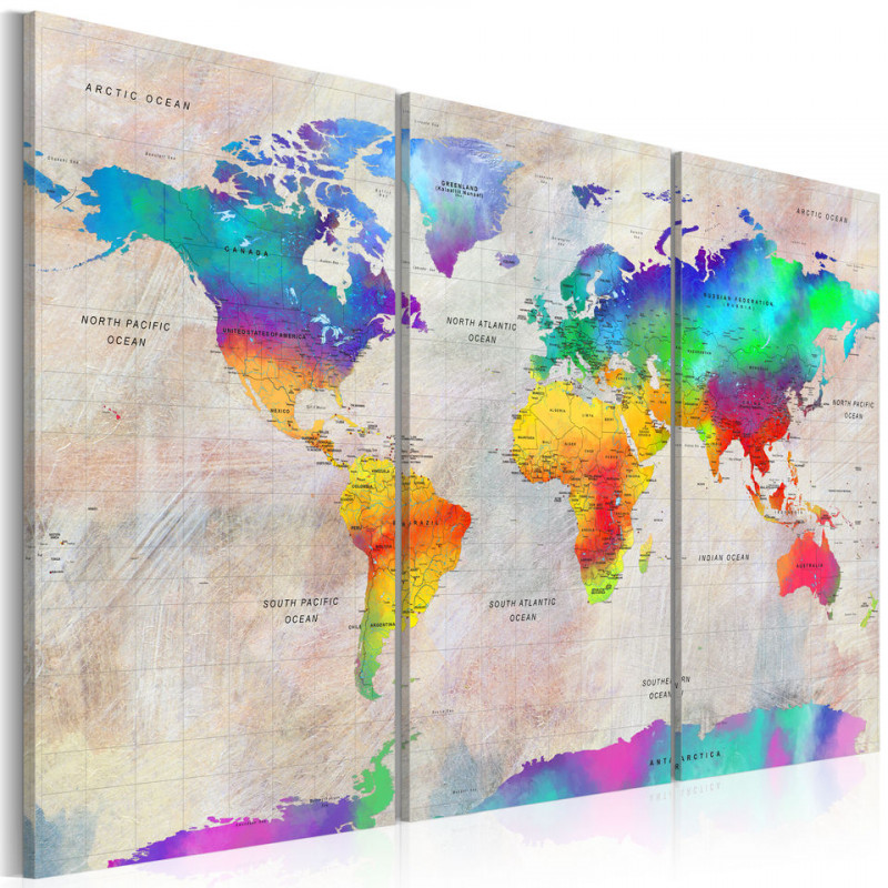 Tablou - World Map: Rainbow Gradient