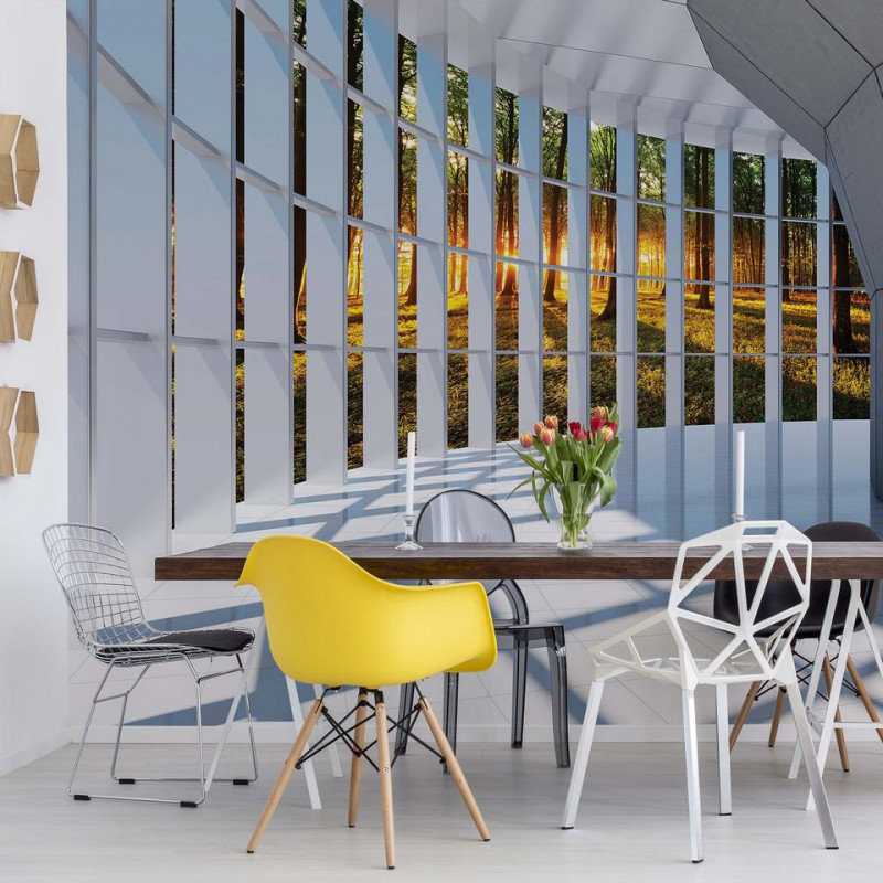Forest 3D Modern Architecture View Photo Wallpaper Wall Mural