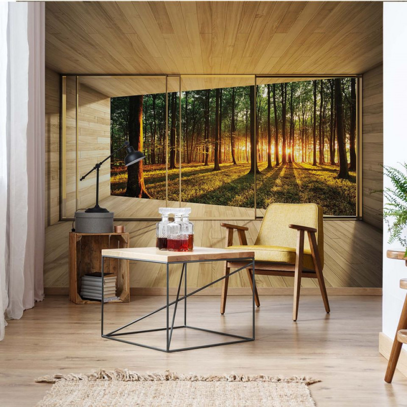 Forest 3D Modern Window View Photo Wallpaper Wall Mural