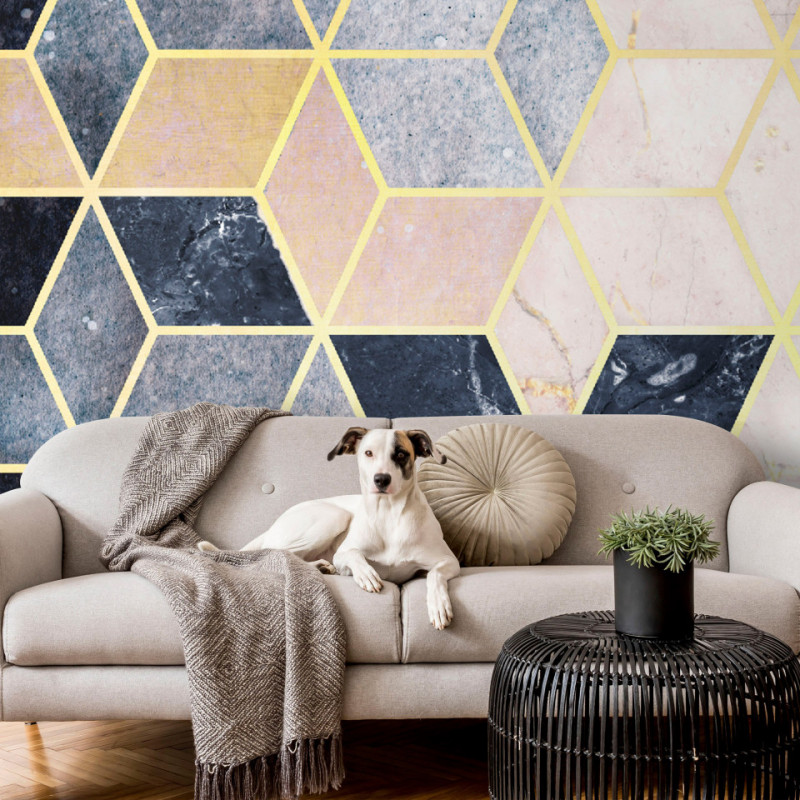 Fototapet - Model geometric albastru
