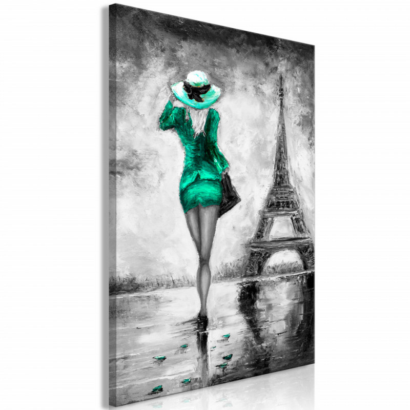Tablou - Parisian Woman (1 Part) Vertical Green
