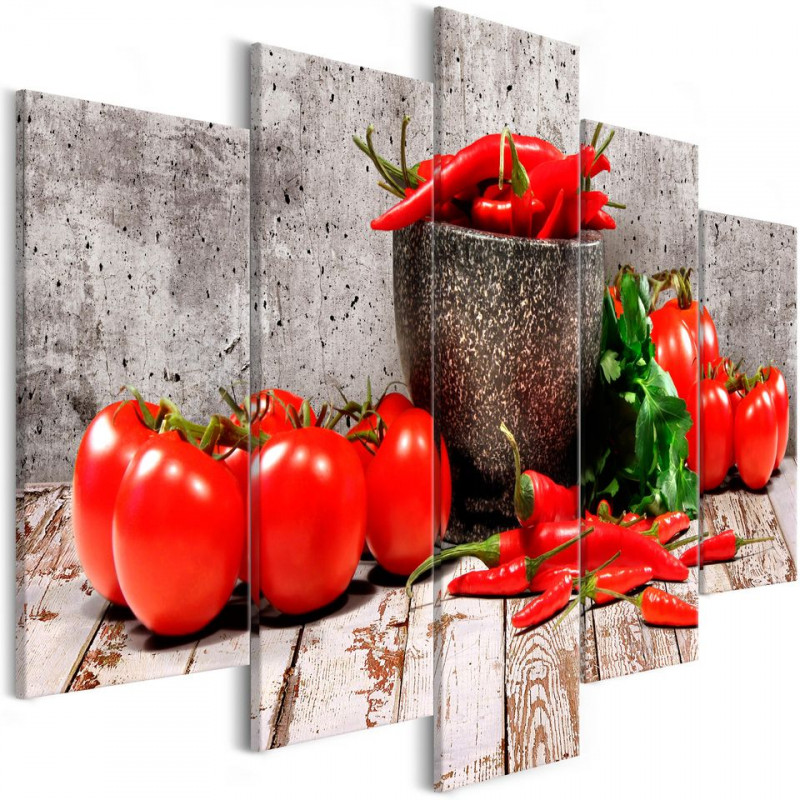 Tablou - Red Vegetables (5 Parts) Concrete Wide